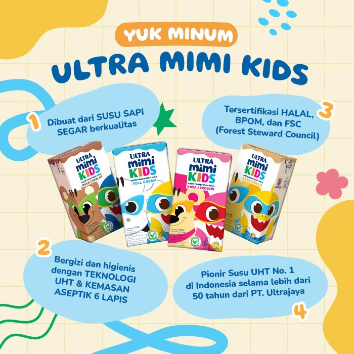 

1 KARTON 40PCSX125ML / 1 DUS ULTRA MIMI KIDS COKLAT / FULL CREAM / STRAWBERRY / SUSU UHT / ULTRAMIMI KIDS 125ML / MAMA SUSU