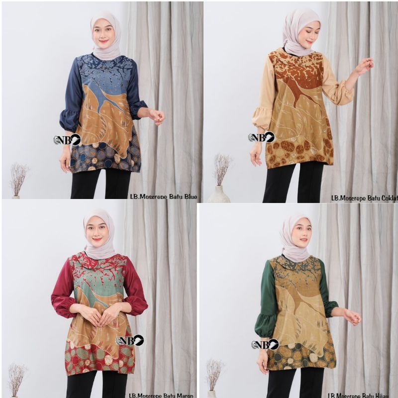 Atasan Batik Wanita Lengan Panjang Modern