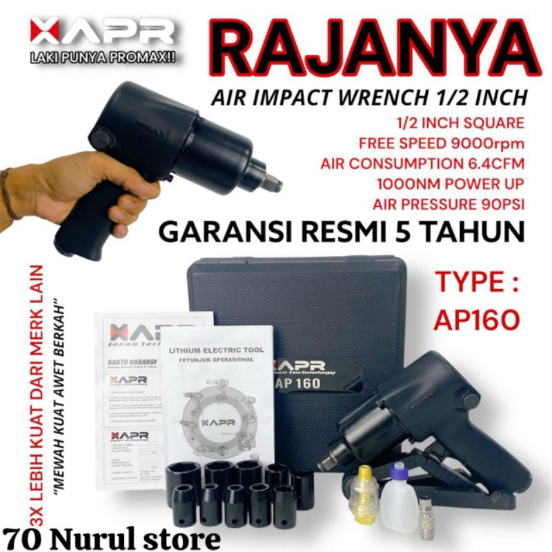 Air impact  impek angin APR AP160 1/2INCH bor pembuka baut angin kompresor bengkel motor mobil