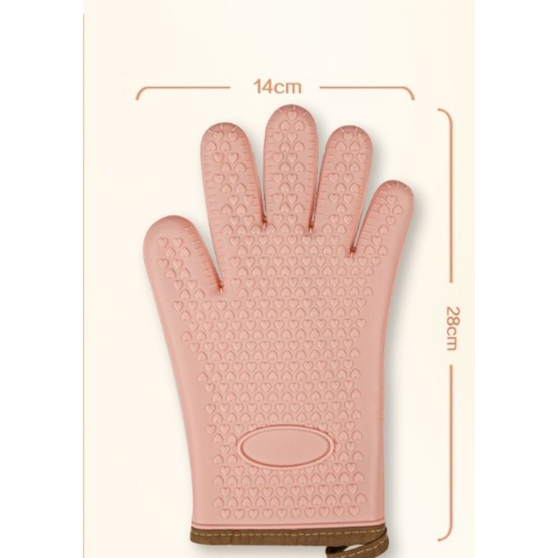 CL_888 1pcs Sarung tangan oven full silikon warna pink