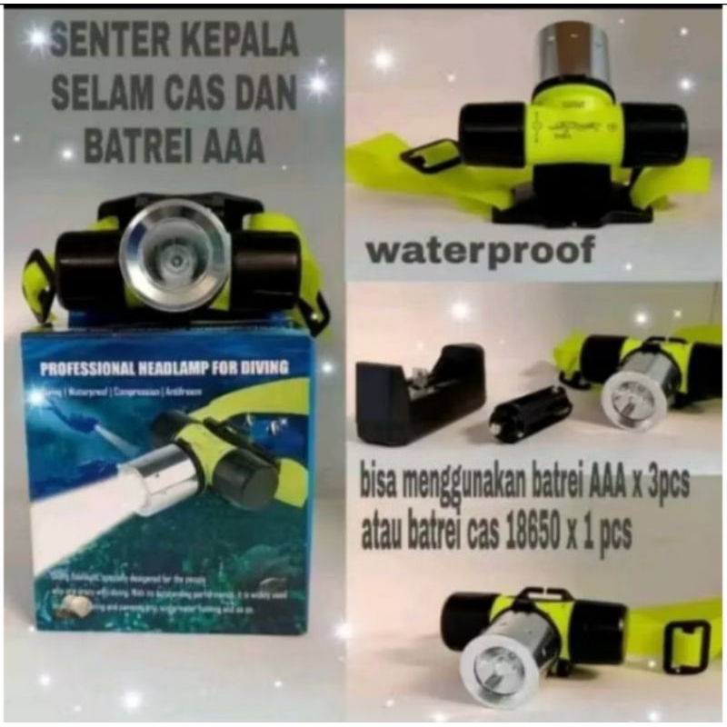 Senter Kepala Selam MX-109 Cahaya Putih Tahan Lama
