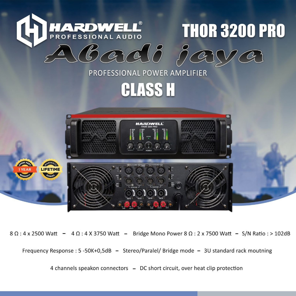 POWER AMPLIFIER HARDWELL THOR 3200 PRO / THOR3200 PRO / THOR 3200PRO 4 X 2500 WATT CLASS H ORIGINAL