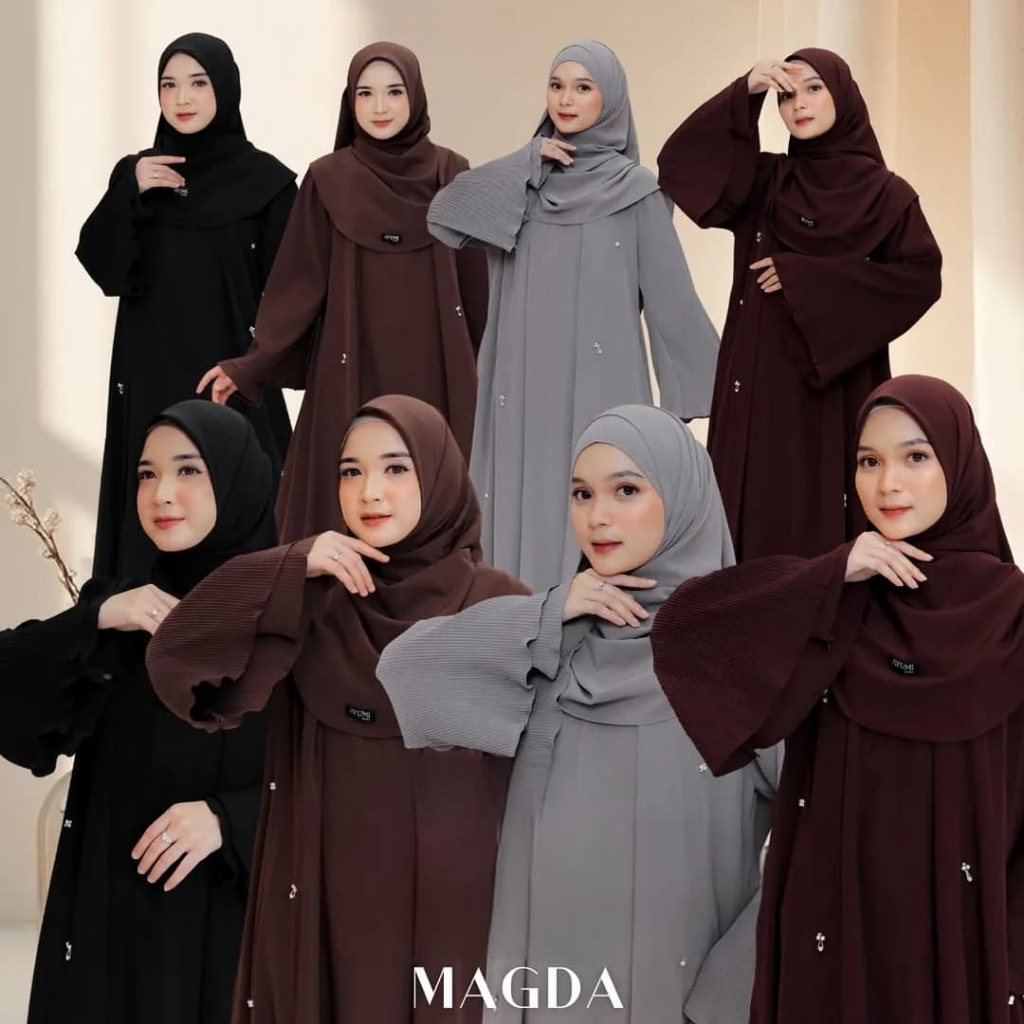 KIFARA ABAYA GAMIS MUSLIMAH KEKINIAN DRESS LEBARAN VIRAL 2025 WARNA MAHOGANY BAHAN CERUTY BABYDOLL