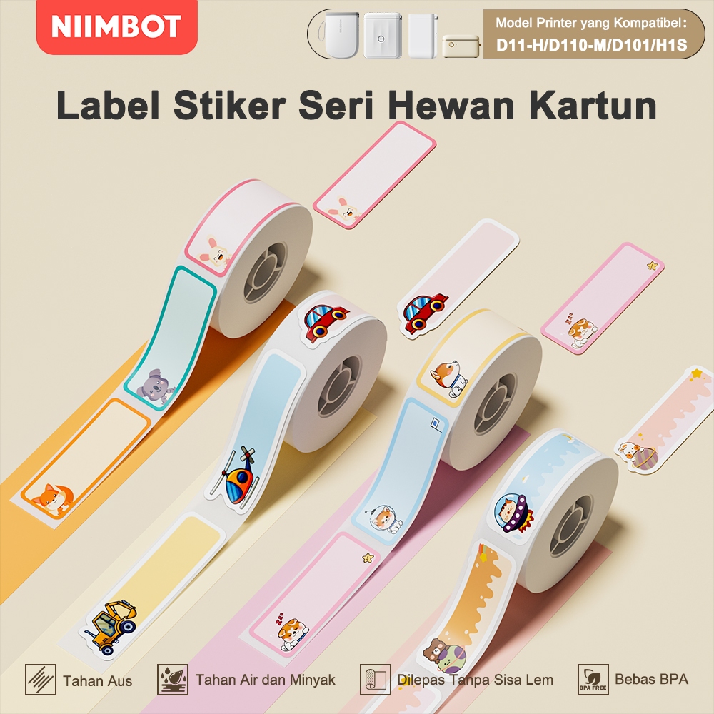 

NIIMBOT D11/D110/D101 Kertas Cetak Stiker Warna Hewan Kartun Stiker Nama Taman Kanak-kanak Stiker