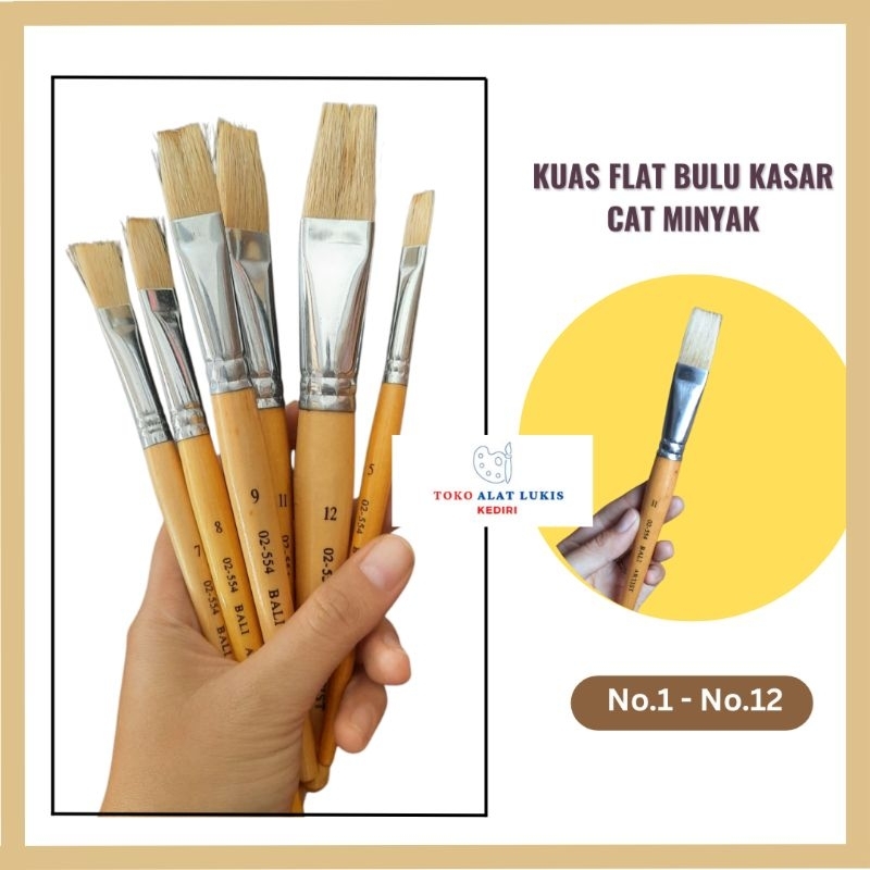 

Kuas cat minyak Flat bulu kasar BA 02-554 gagang pendek