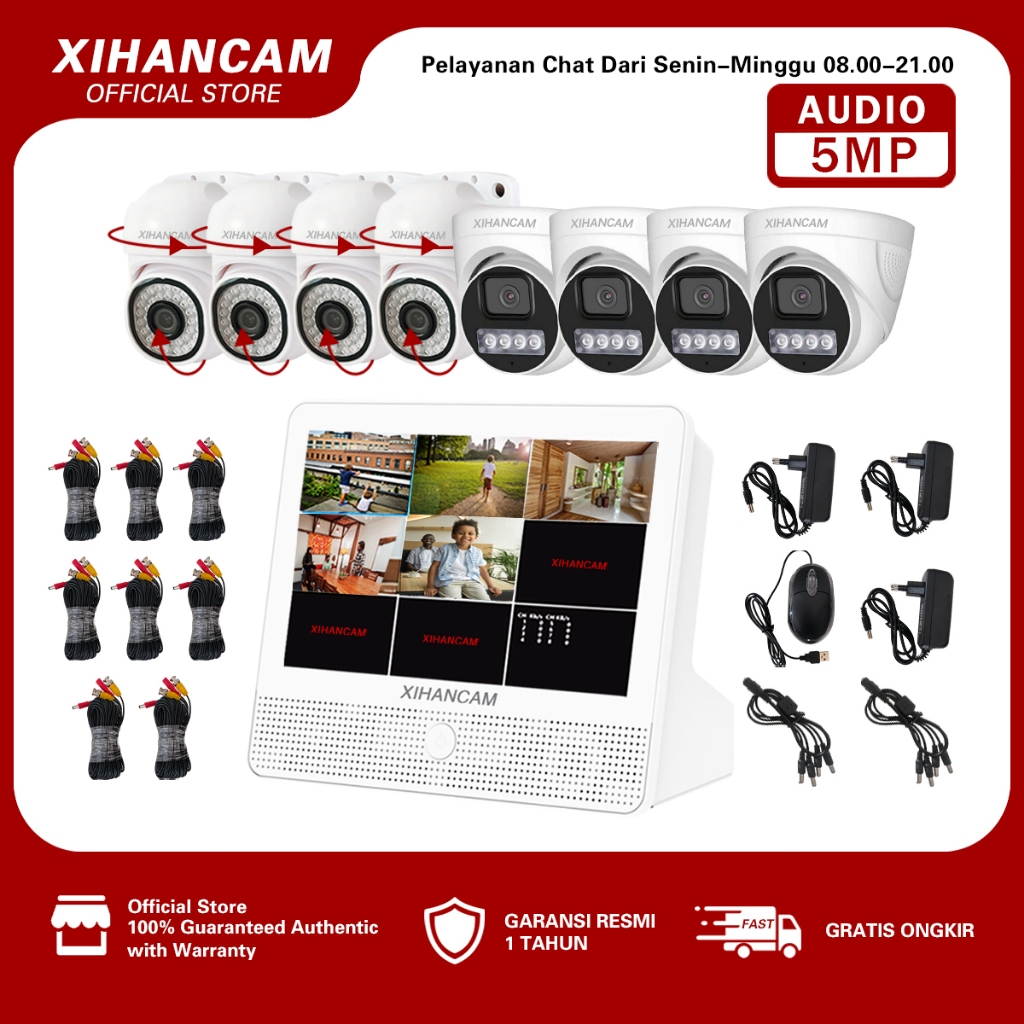 NEW PRODUCT XIHANCAM PAKET DVR CCTV 8 CHANNEL 5MP KIT KAMERA CCTV ANALOG OUTDOOR AUDIO PTZ XVR