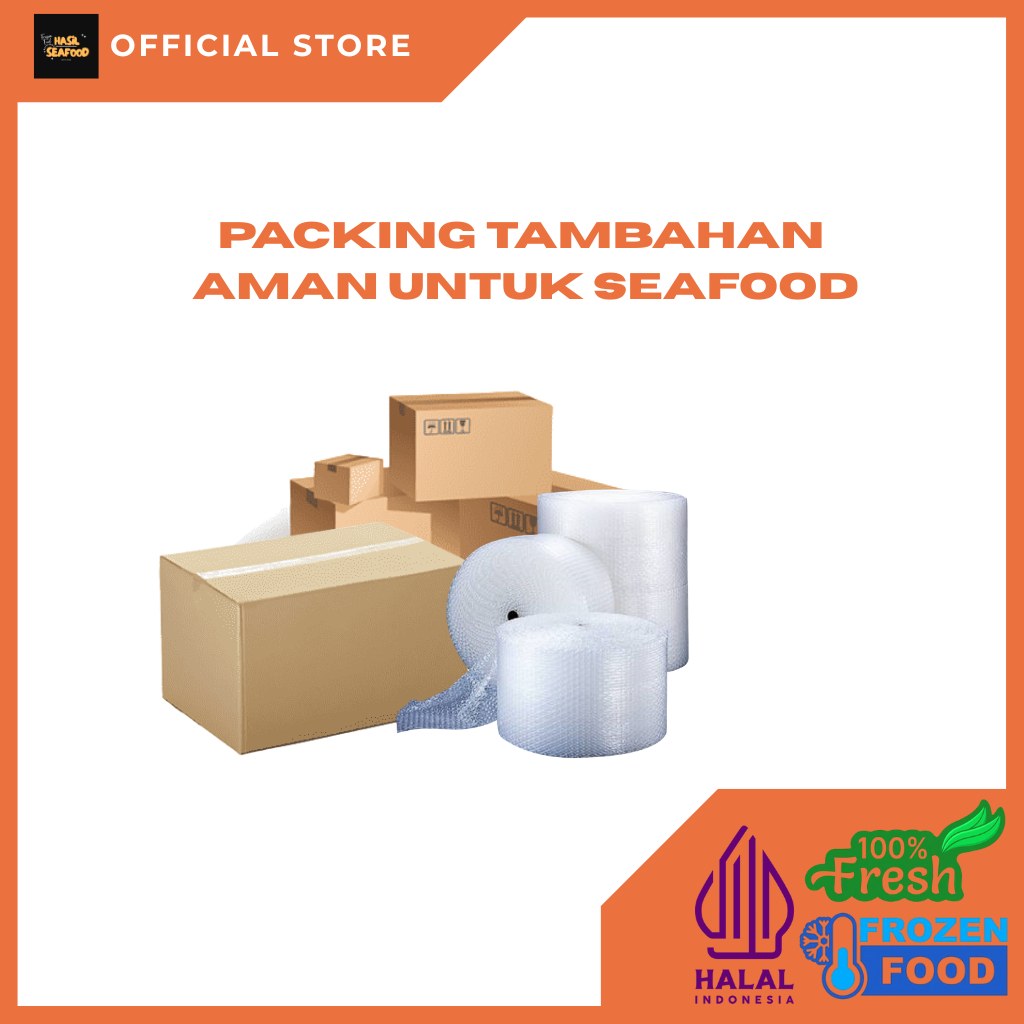 

Packing Tambahan Aman untuk SEAFOOD (Bubble Wrap Putih + Kardus)
