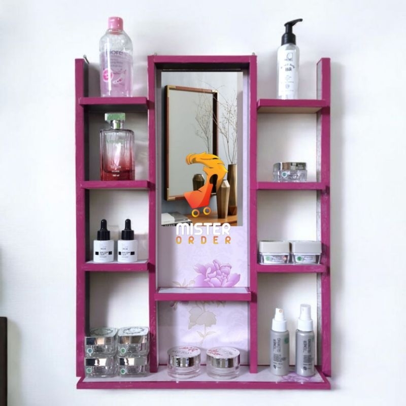 RB Rak Kosmetik 2 Tiang Minimalis Model Kupu2 - Rak Hias Gantung Rak Kosmetik Minimalis Tolet