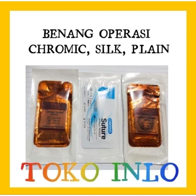 PER PCS Benang Silk/Plain/Chromic berbagai ukuran