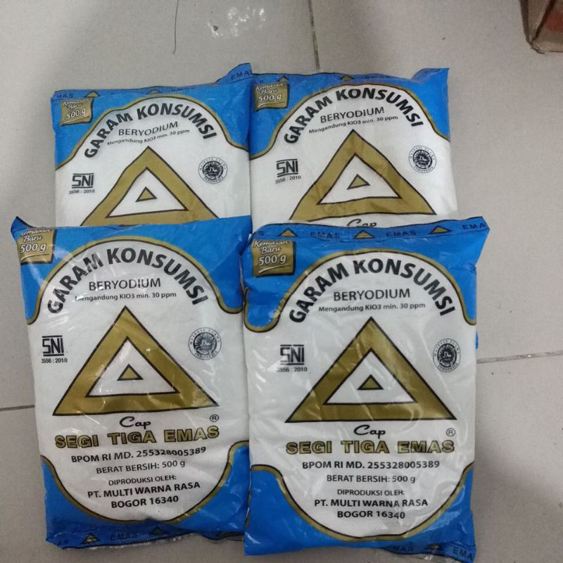 

Garam Konsumsi Beryodium Cap segitiga emas 500g (PER 1 PCS) sembako