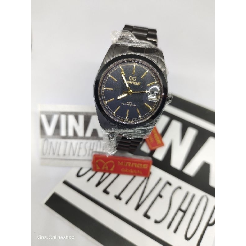 MIRAGE WATCH JAM PRIA ORIGINAL TANGGAL AKTIF FULL BLACK