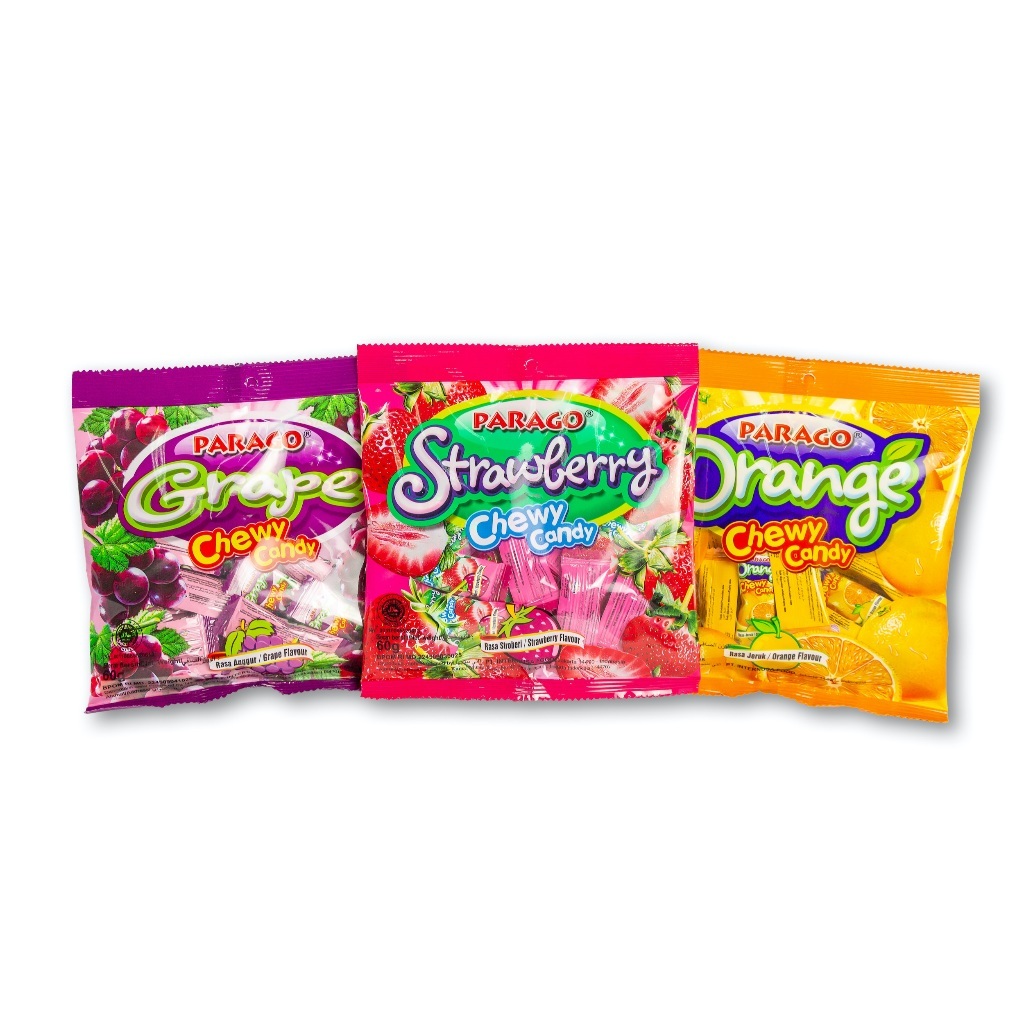 

PARAGO CHEWY MINI STRAWBERRY, MILK, ORANGE, GRAPE 54G