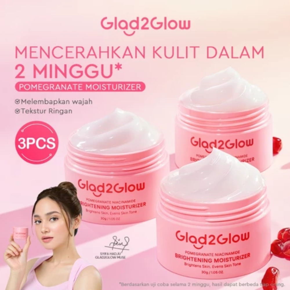 Glad2Glow Pomegranate Niacinamide Brightening Moisturizer Mencerahkan Kulit Gel Pelembab ZZ011
