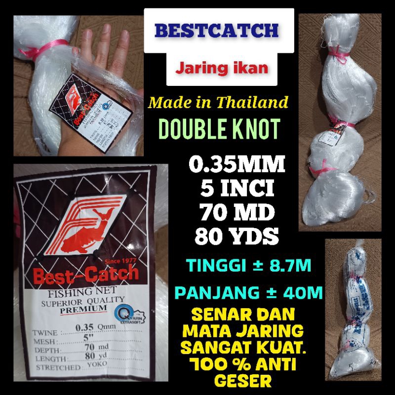 JARING SENAR BEST CATCH 0.35MM 5inci 70MDX80YD YOKO DOUBLE KNOT FISHING NET JARING THAILAND JARING I