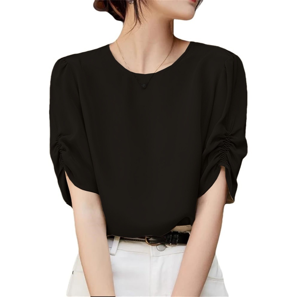 Atasan wanita blouse tangan pendek/blouse serut tangan pendek wanita crinkle airflow terbaru