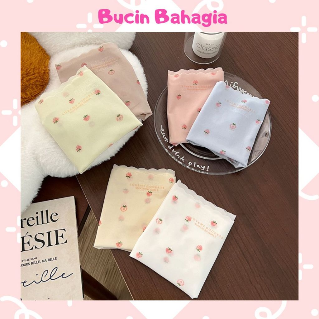Celana Dalam Wanita Strawberry Semi Transparan Seamless CD Lembut Tanpa Jahitan Anti Nyeplak CD46
