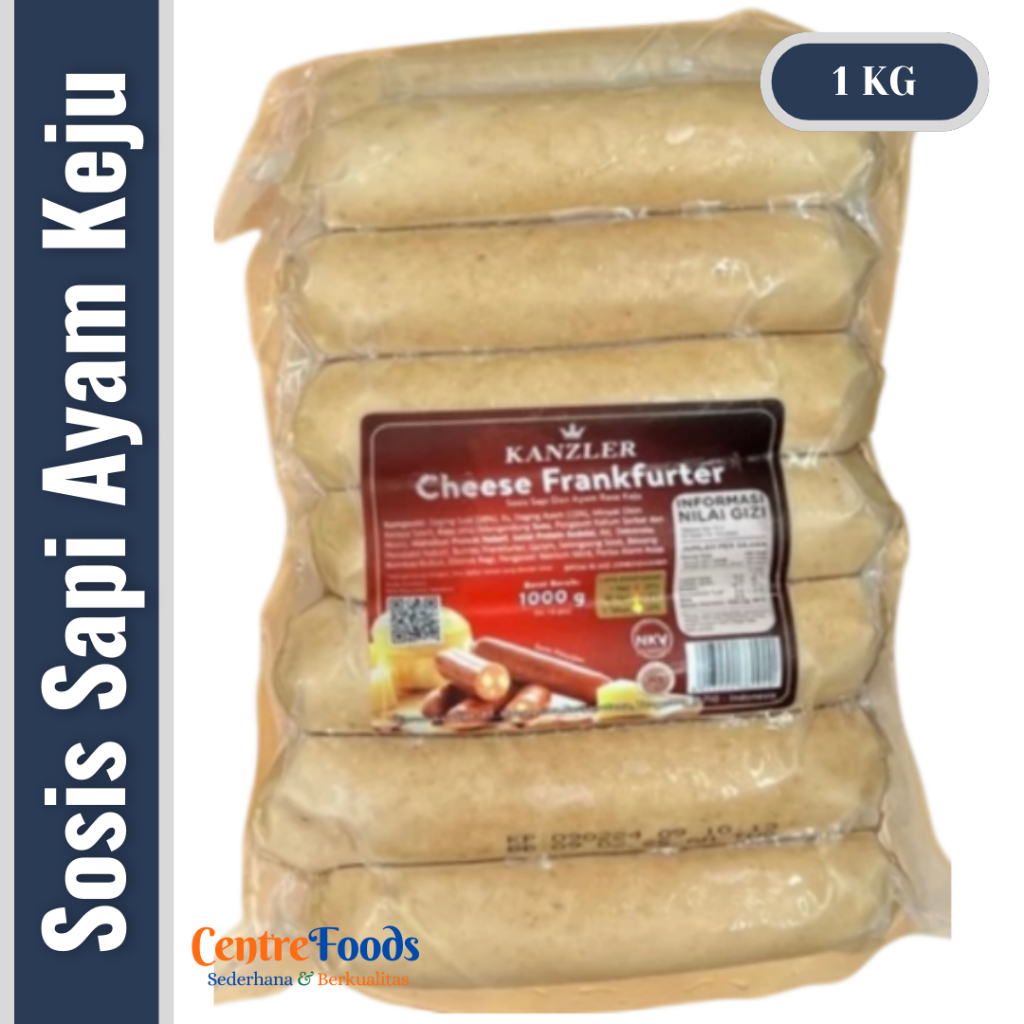 

Sosis Sapi & Ayam Rasa Keju - Cheese FrankFurter Kanzler | 1.000gr [ Harga Per BKS ]