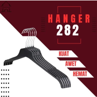 Hanger Plastik Paket Murah 12pcs / Hanger Plastik 282 Hitam / Hanger Display Distro