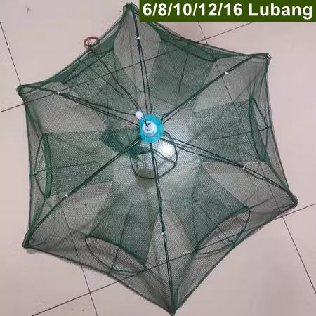 Perangkap Bubu Payung Bubu Berbentuk Lipat Udang Kepiting Ikan Wuwu Bubu Jebak 10~12 Lubang