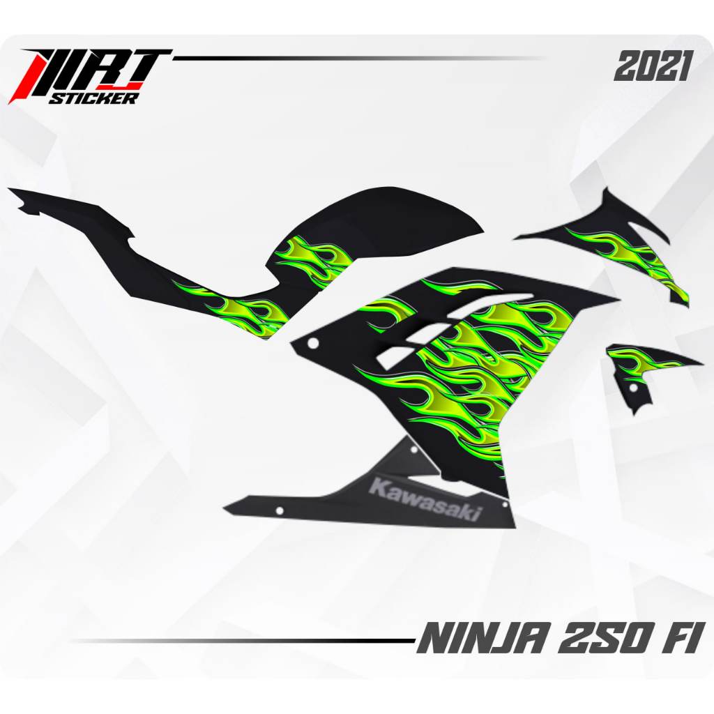 Striping Ninja 250 FI - Stiker Transparan Ninja 250 FI Api Vol 3 (Sudah Terpotong)