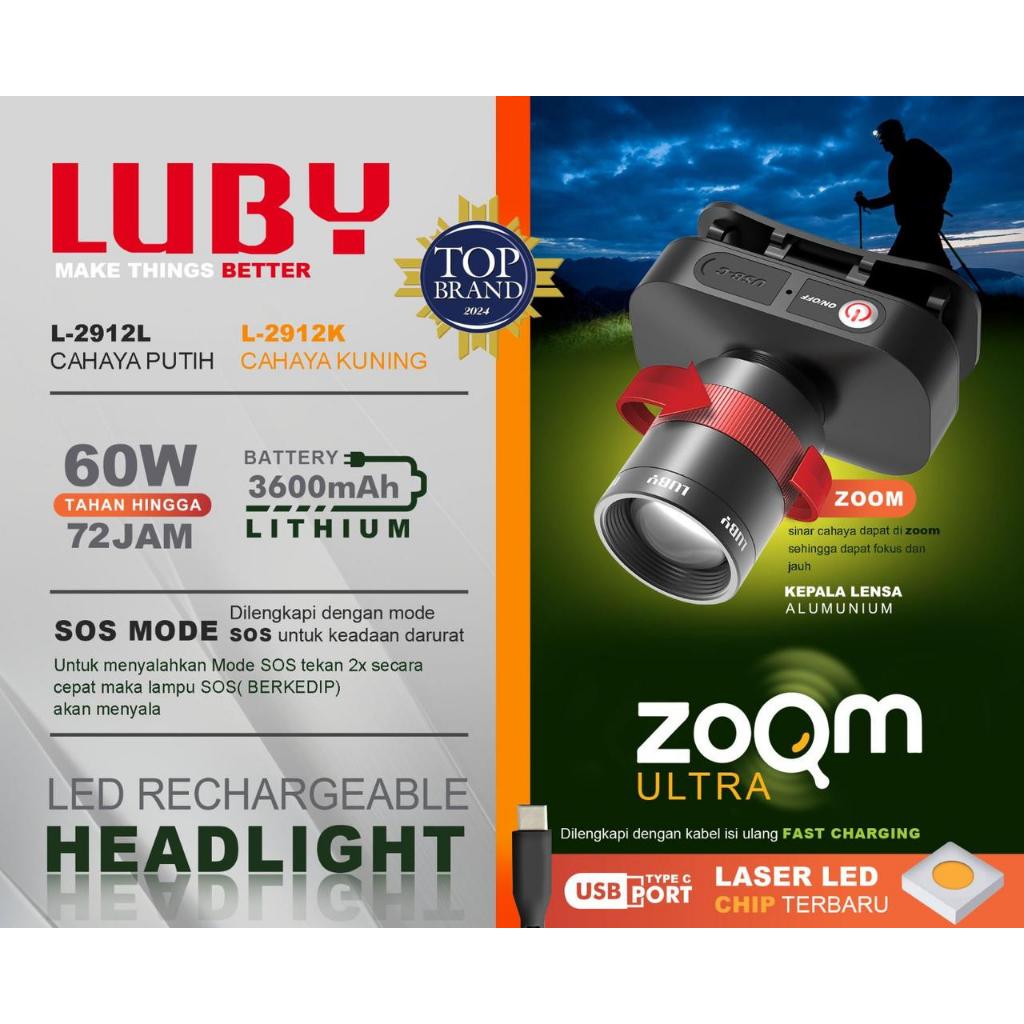 LUBY Senter Kepala Luby 60W ZOOM ULTRA L2912L / Senter Kepala ZOOM ULTRA 60 Watt Luby L-2912L