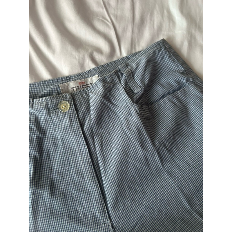 (preloved) flare plaid pants in blue