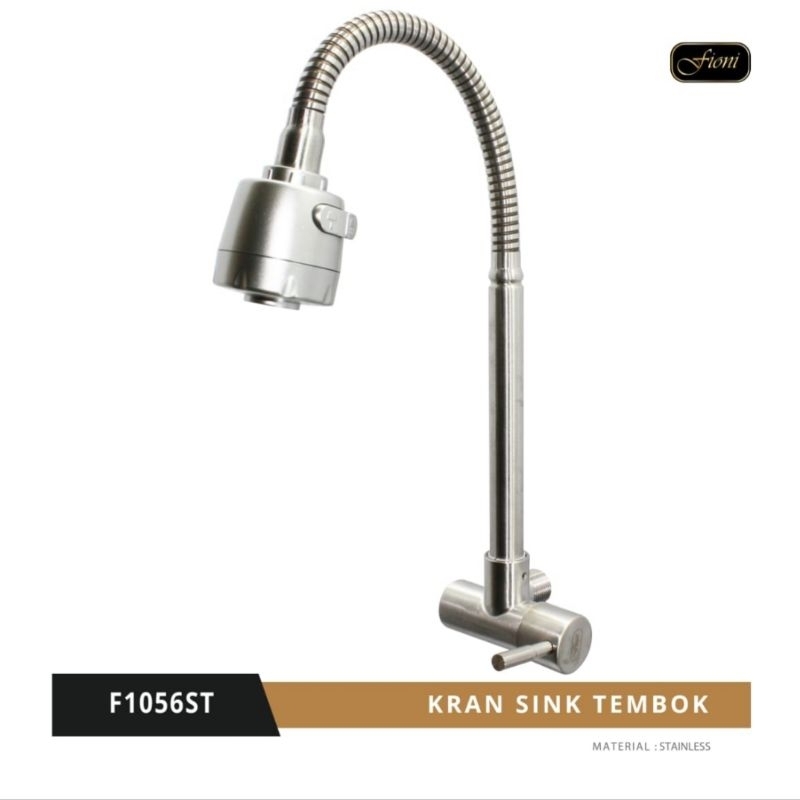Kran sink tembok stainless 1/2" / kran bak cuci piring tembok fleksibel stainless Fio 1056ST