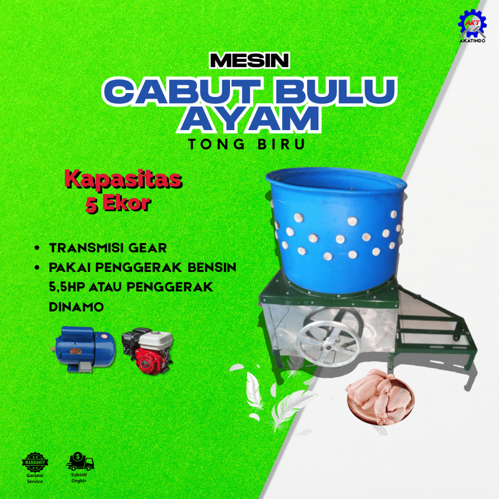 Mesin Cabut Bulu Ayam. Bubut ayam transmisi gear/gigi nanas Tong BIru. Cabut Bulu unggas kapasitas 5