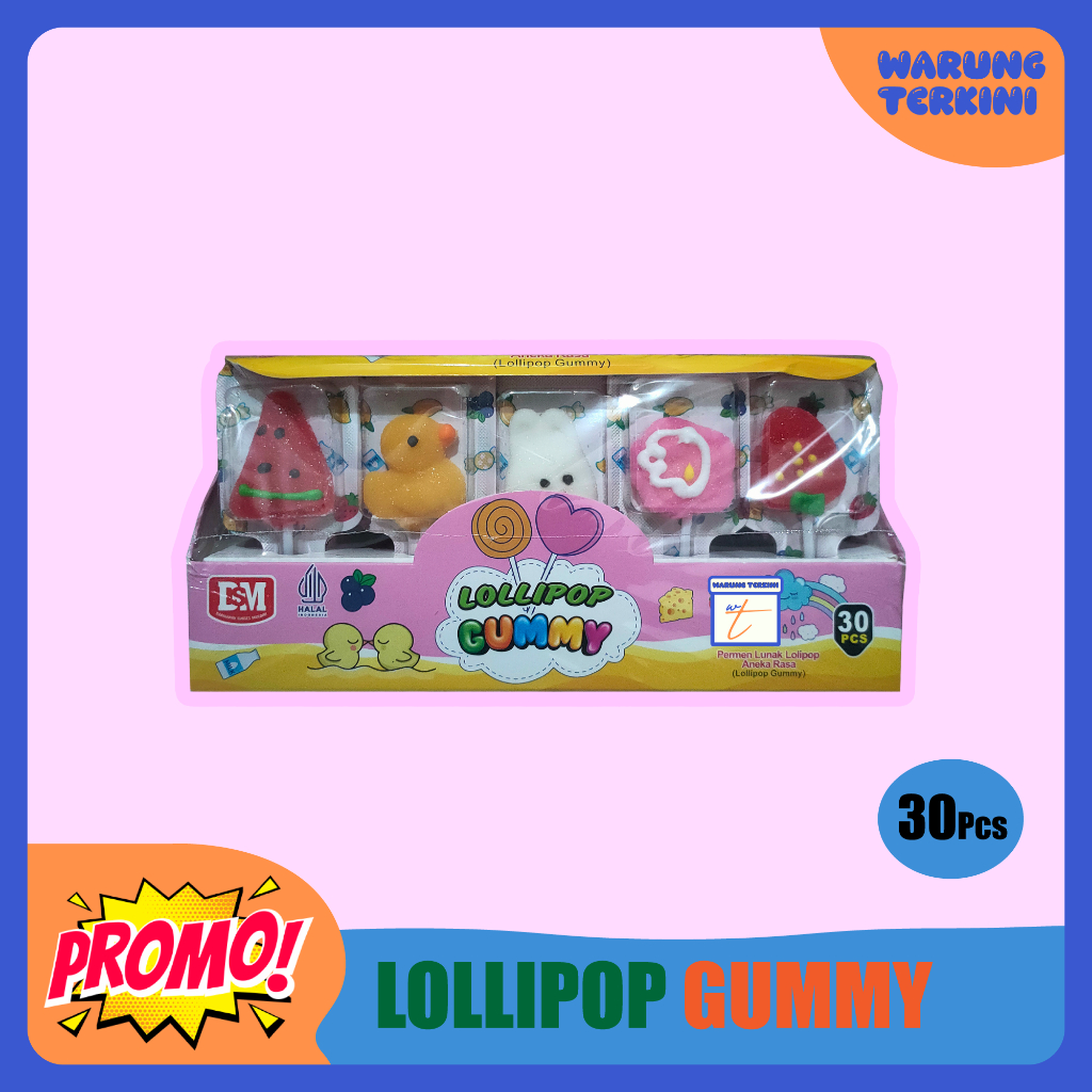 

Permen Lunak Lollipop Gummy Aneka Rasa isi 30