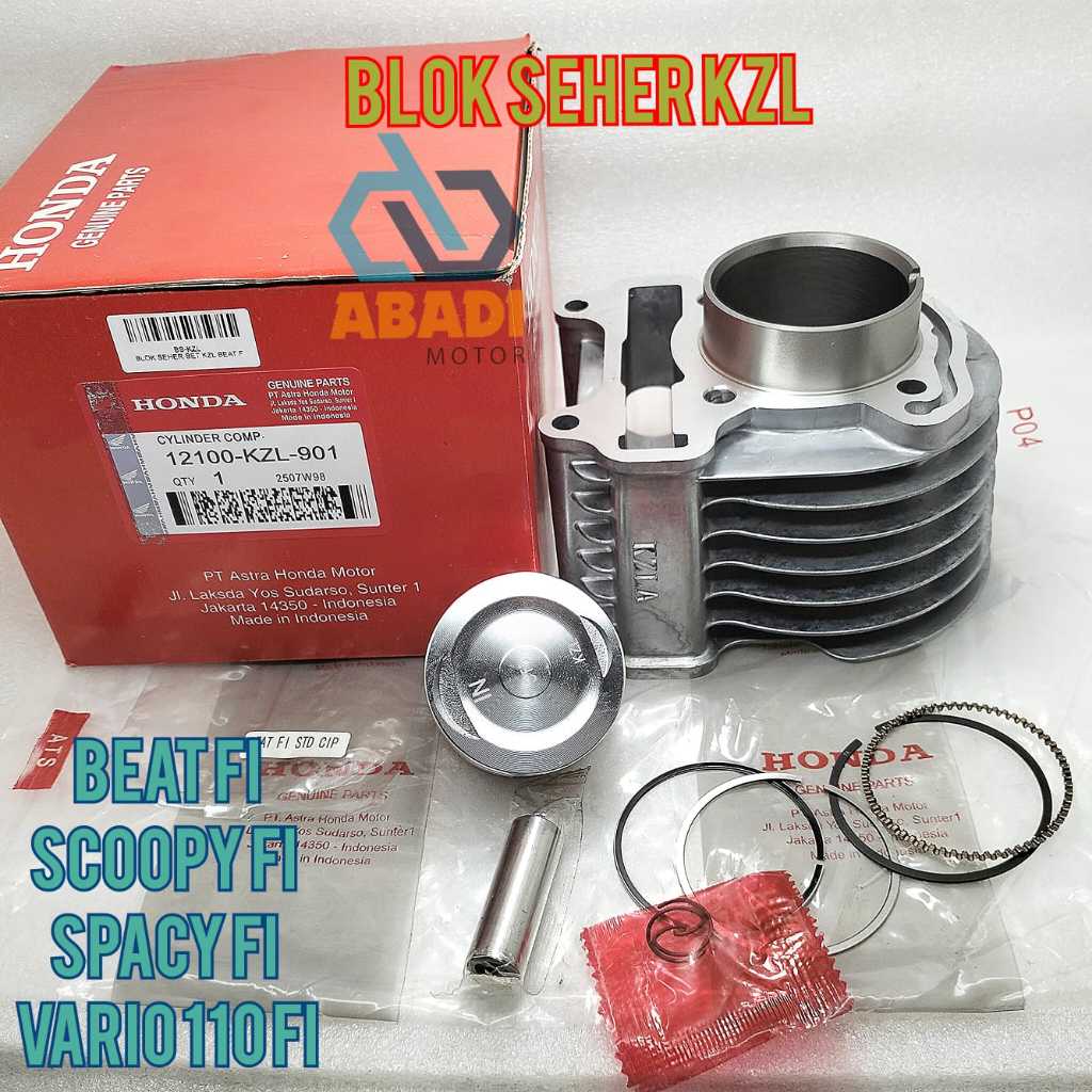 Blok Seher Set Ori Honda KZL Vario 110 Fi Scoopy Fi Beat Spacy Fi Cyelinder Bok Mesin Piston Motor O