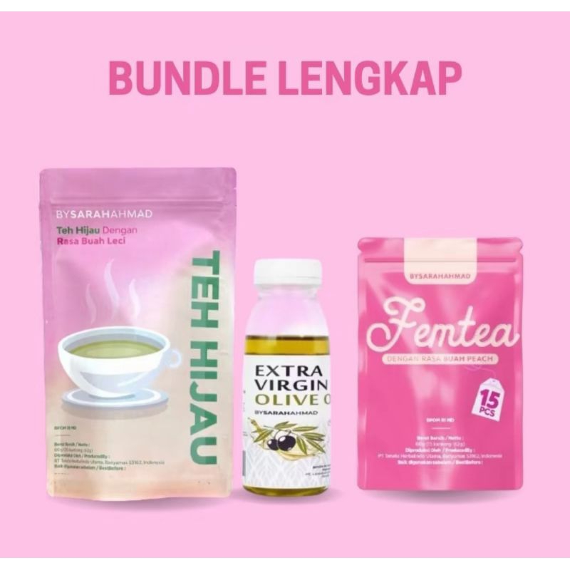 

BUNLDE TEH HIJAU OLIVE OIL FEMTEA BYSARAHAHMAD BY SARAH AHMAD