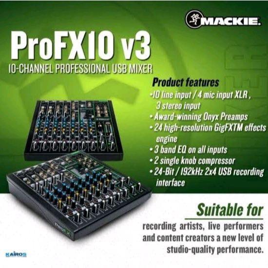 Mixer Audio Mackie ProFX10v3 10 Channel Mixer Mackie Pro Fx10v3 ProFx10 V3 Original