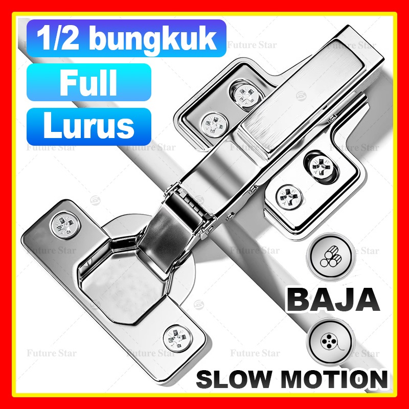 Engsel Sendok Slow Motion Hidrolik / Engsel Lemari Kecil / Soft Close Door Concealed Hinges Closing 