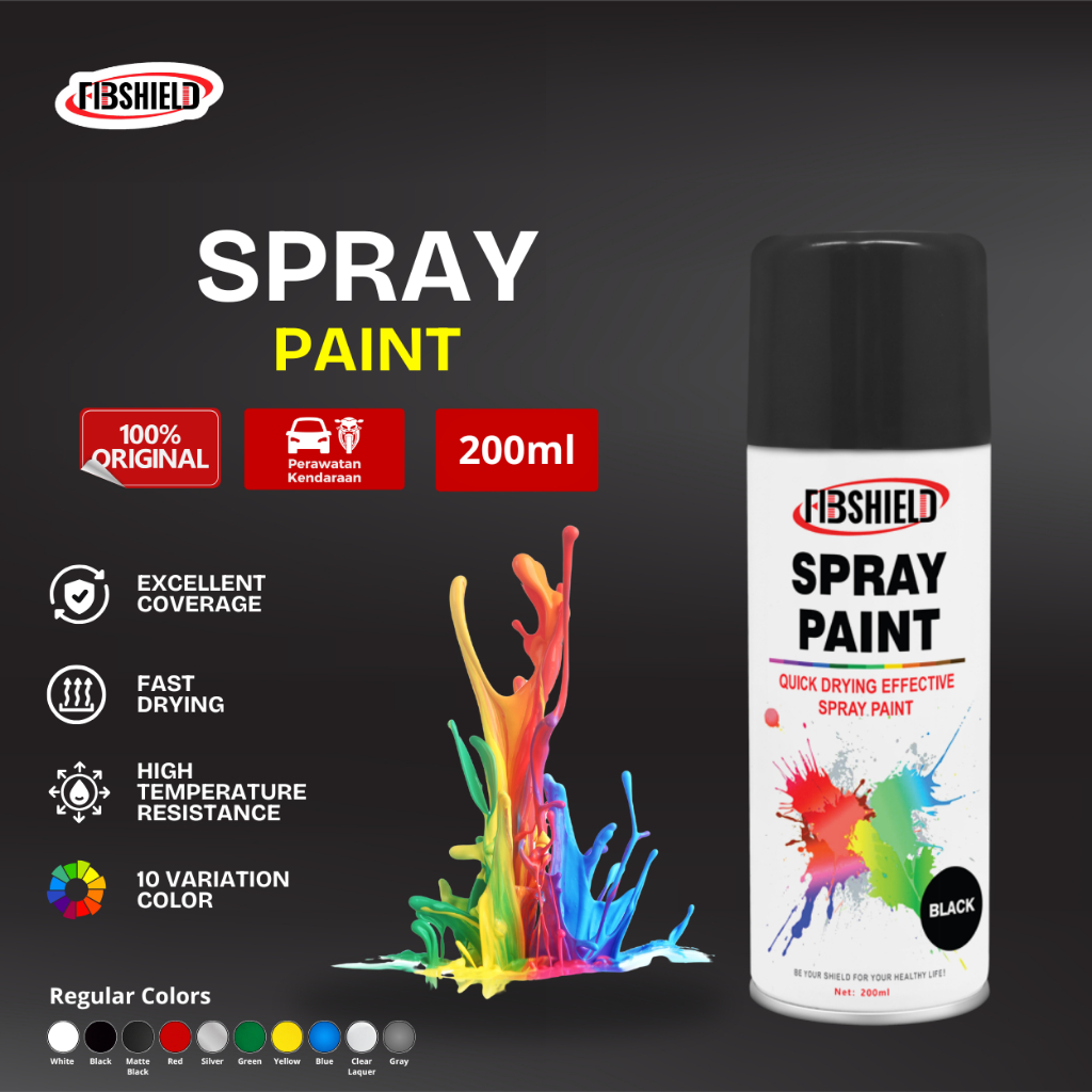 FIBSHIELD - Cat Semprot Mobil Dan Motor 200ml Cat semprot Helm Cat Semprot Perabotan Rumah Tangga