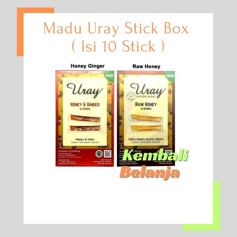 

Madu Uray Stik Box Isi 10 Sachet/ Madu Uray Raw Honey Madu Uray Honey Ginger/ Madu Uray Praktis/ Madu Uray Stick Sachet