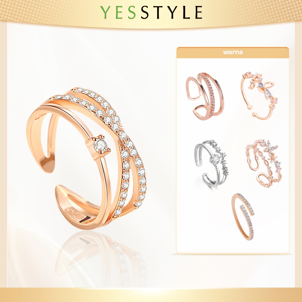 Yesstyle Cincin Titanium Adjustable Perhiasan Cincin Berlian Gaya Elegan