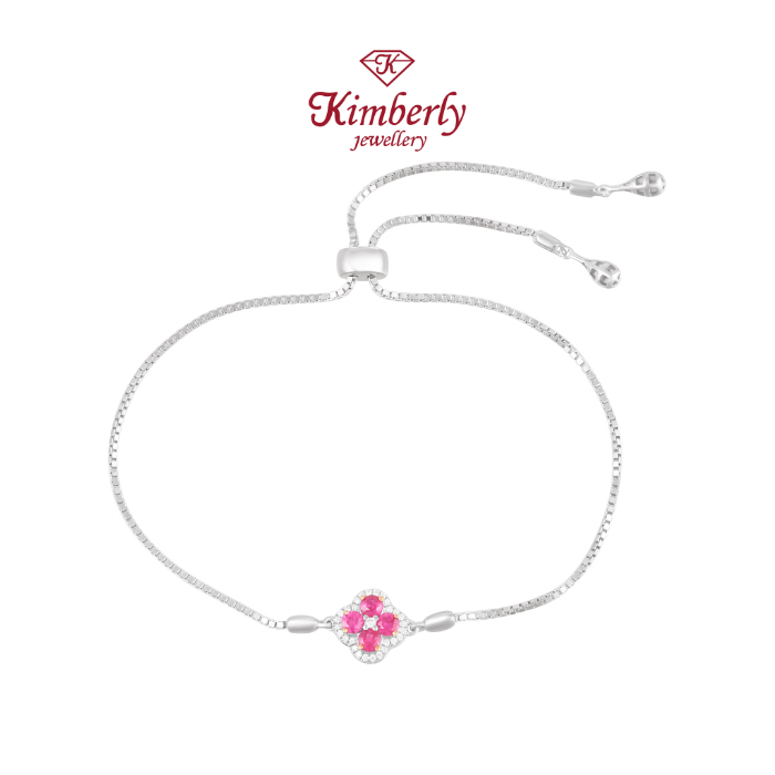 Gelang Rantai Berlian Batu Ruby Burma Model Serut KBE1231366 - Kimberly Jewellery