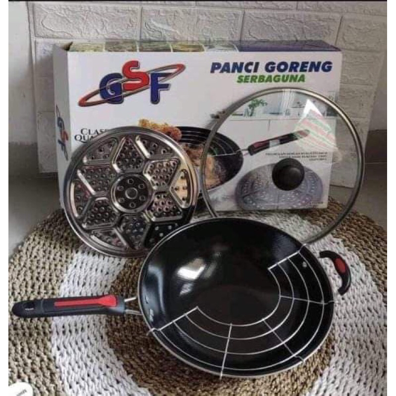 Panci Goreng GSF saringan Pakai tutup kaca