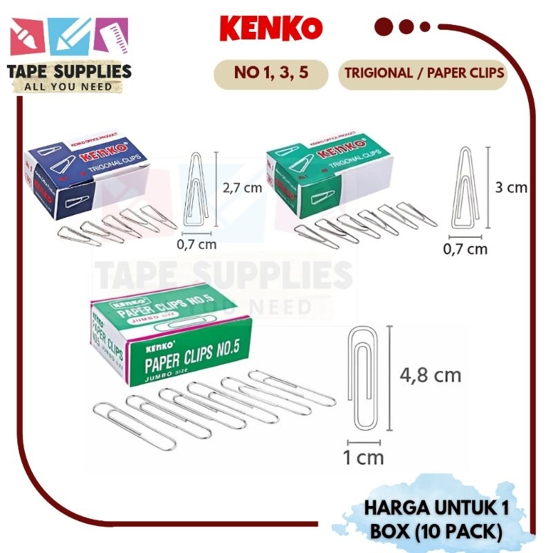 

(10 pack) KENKO - Trigonal Paper Clip - Klip Kertas No. 1/3/5