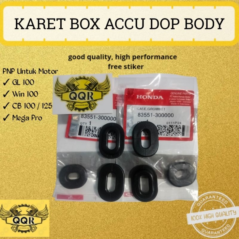 ORIGINAL AHM Karet Bok Accu Dop Body [ isi 6 pcs ] Set Karet Body Aki GL 100/ Honda Win 100/ CB 100/