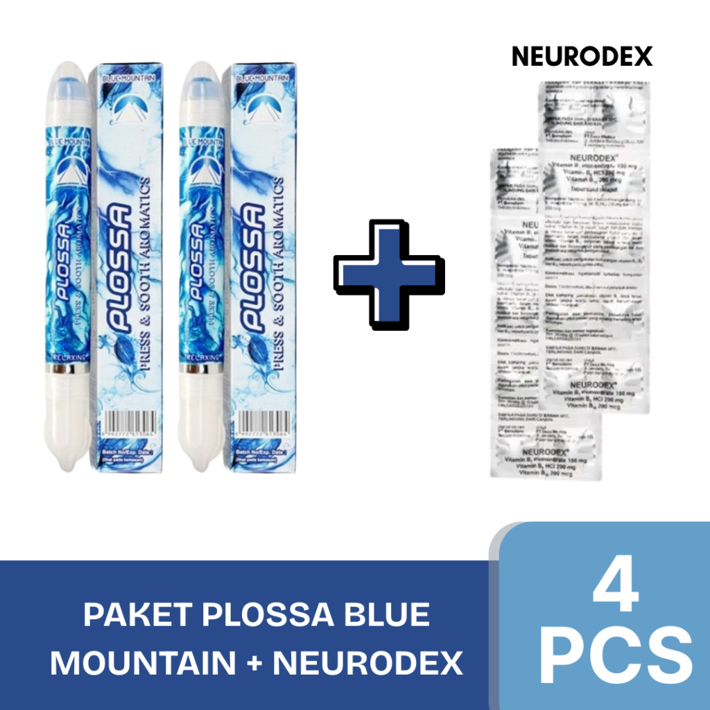 [BUNDLE PLOSSA X NEURODEX] 2 Tube Plossa Blue Mountain (Biru) + 2 Strip Neurodex Vitamin B Kompleks 