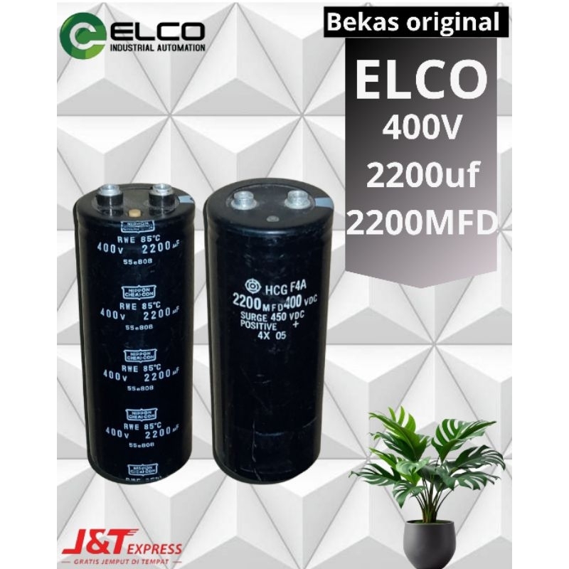 ELCO 400V 2200UF/2200MFD T 13CM D 5CM BEKAS