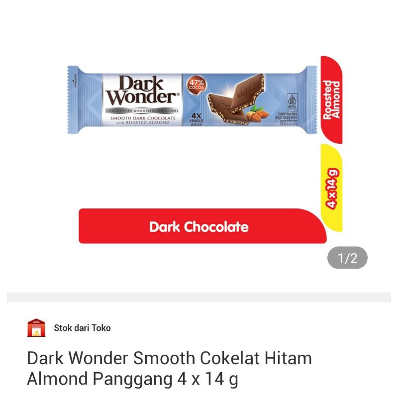 

Coklat enak dark wonder 4 x 14 gram / coklat pahit dark wonder