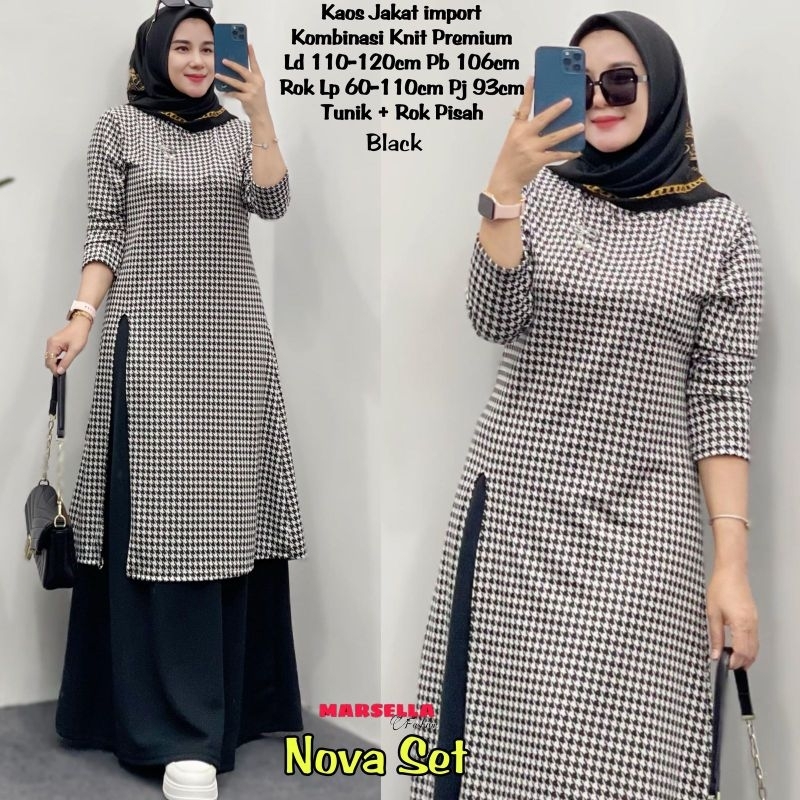 Nova Set By Marsella // Set Tunik dan Rok Knite Premium