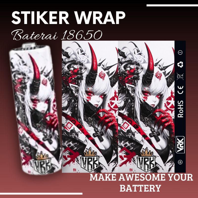 stiker skin wrap baterai 18650 Vrk v3 series bisa hologram