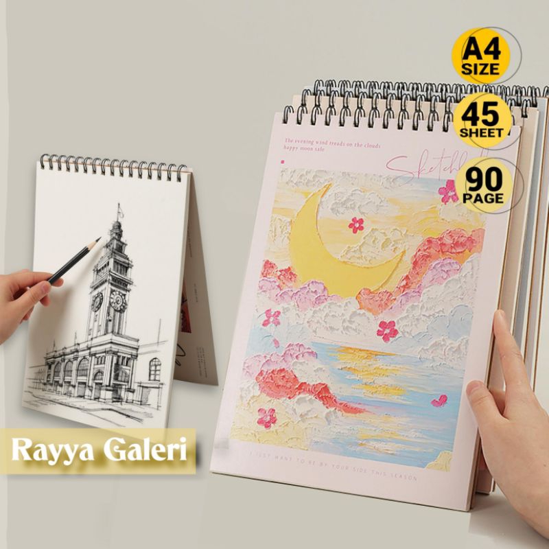 

Sketchbook A6 A5 A4 Buku Gambar Tebal Vertikal Jilid Spiral Aesthetic Buku Sketsa 45 Lembar /90 Halaman