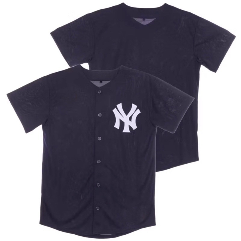 BORDIR IMPORT JERSEY BAJU BASEBALL NEW YORK NY YANKEES BIRU DONGKER NAVY