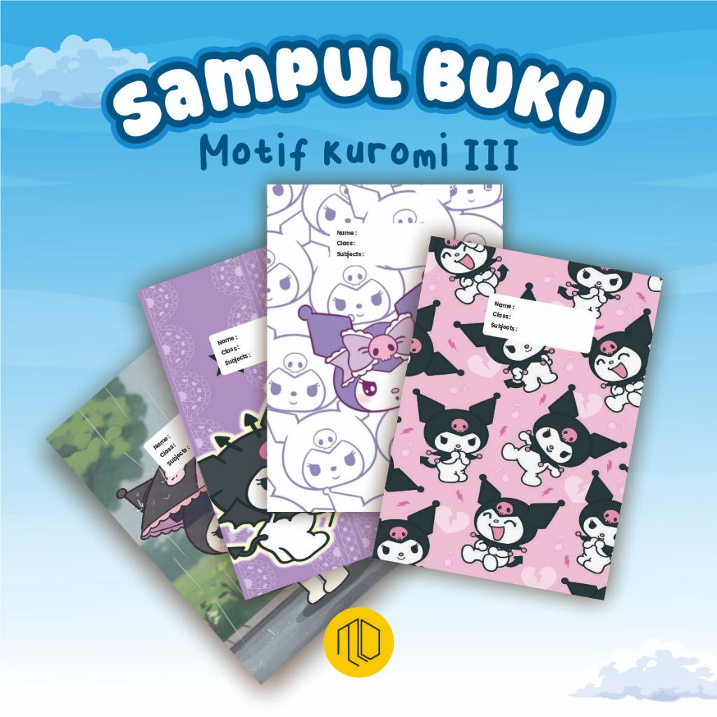 Sampul Buku Karakter Motif Kuromi 3 Isi 10 Pcs - Sampul Buku Tulis Aesthetic Custom Nama Sidu Dan Bi