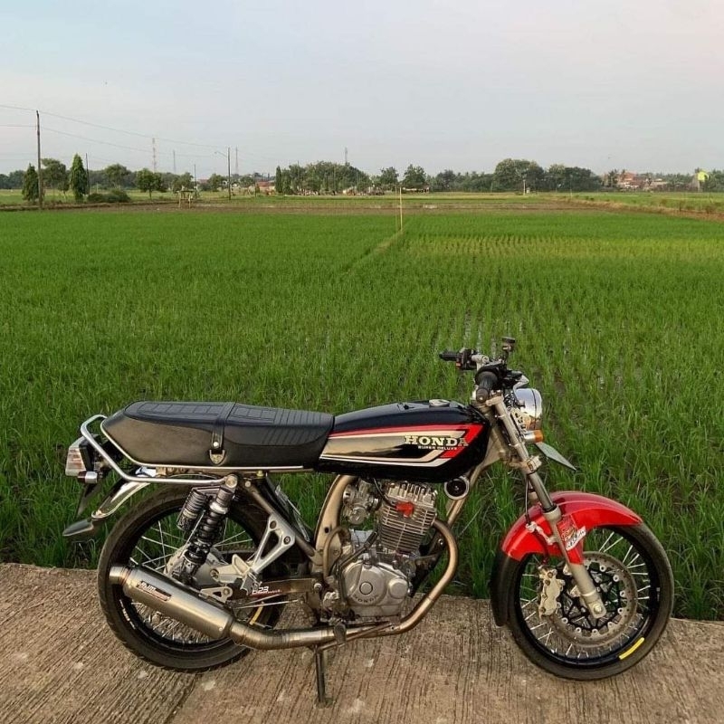 Striping GL 100 GL 125 1992 Hitam Lis Merah Sticker GL 100 1992 GL125 1992 Sticker lis decal Standar