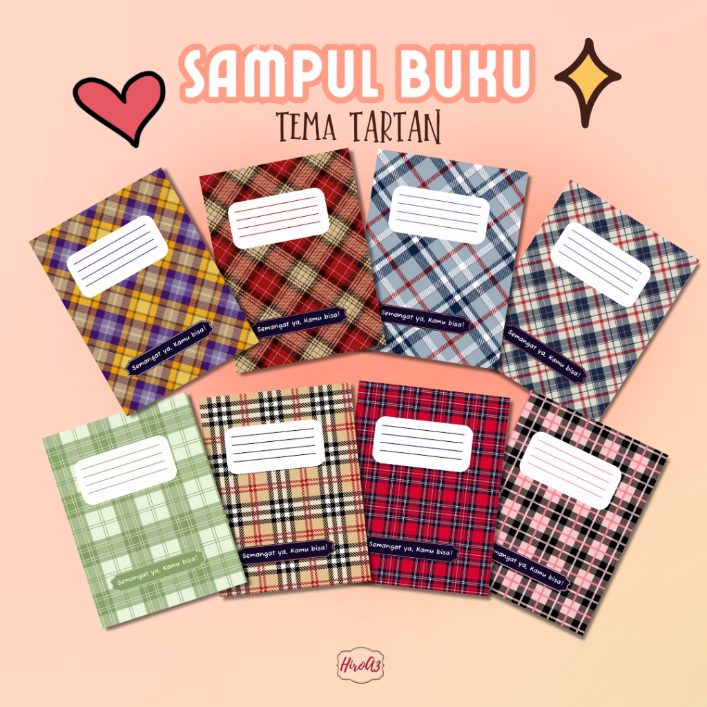 

[HiroA3] Sampul Buku Cover Buku Aesthetic Tema TARTAN Isi 10 pcs HVS 100gsm
